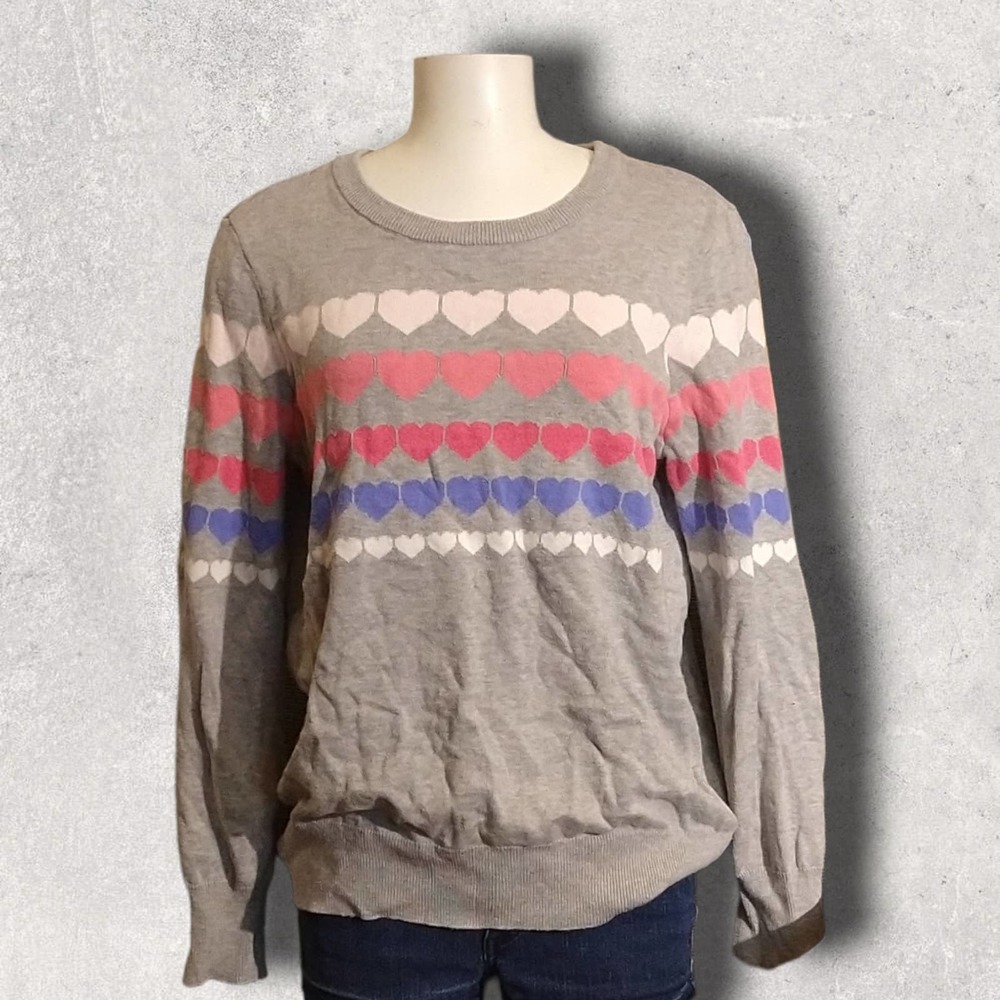 pastel heart grey sweater size large